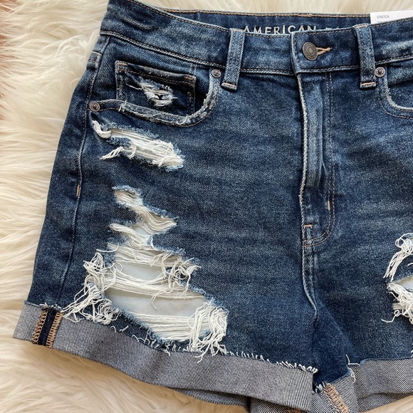 American Eagle Stretch Destructive Mom Shorts High Waist 6/28 NWT - Picture 2 of 7